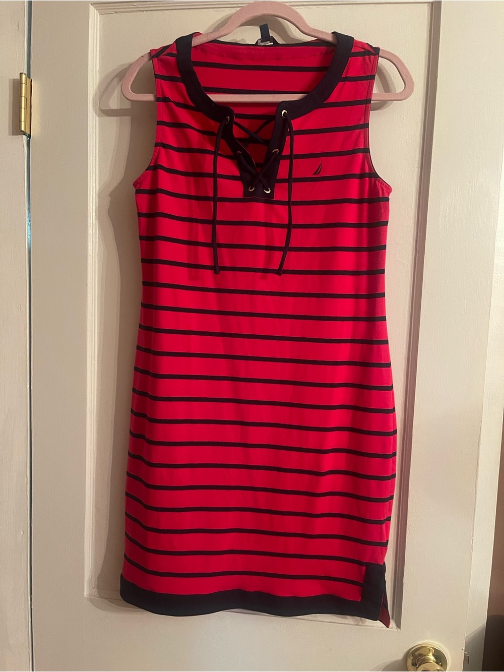 Nautica Striped Lace-Up Sleeveless Mini Dress